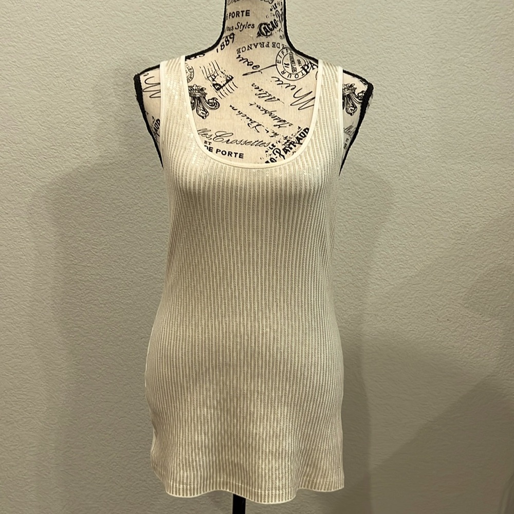 Express Cream Colored Sequined Top